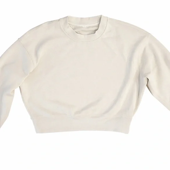 Lululemon Softstreme Perfectly Oversized Cropped Crew Bone Size 2 - Picture 3 of 6